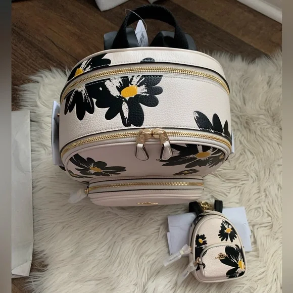 Coach Court Backpack and Mini Keychain Set Flower Print - Picture 10 of 15